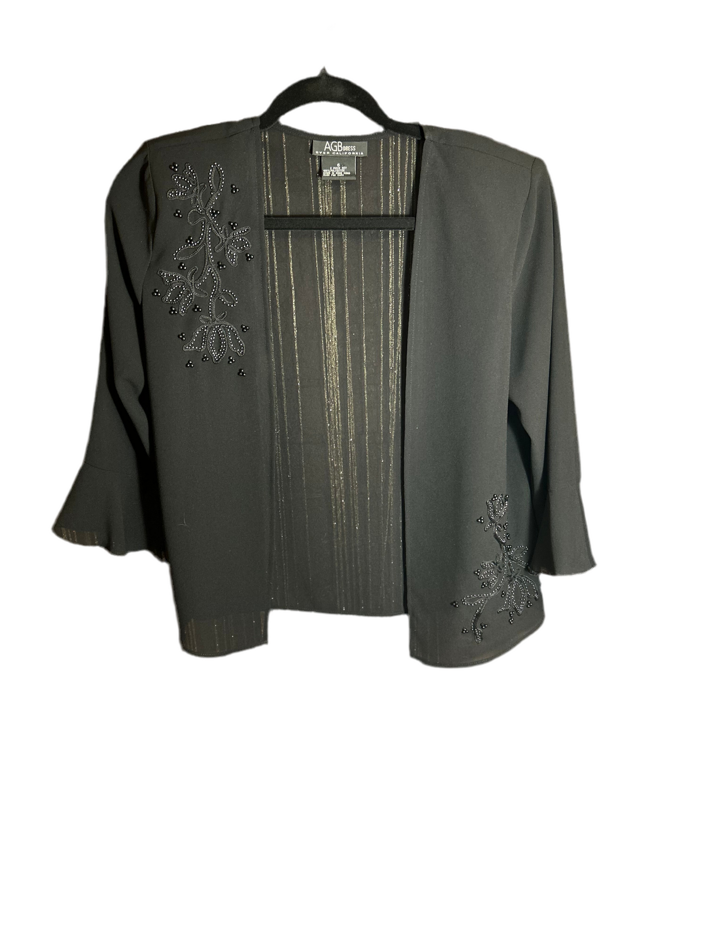 AGB Byer California Sheer Beaded Top/Jacket Size 6