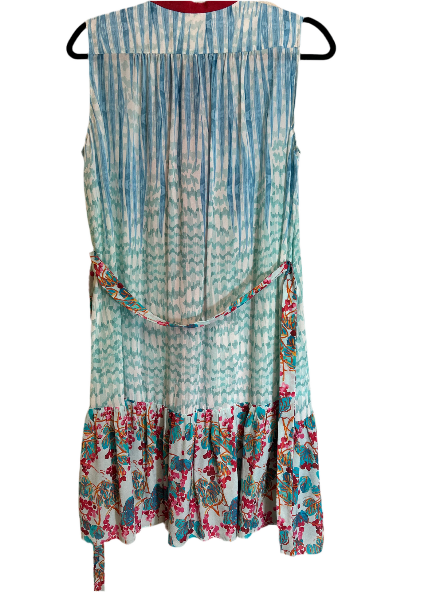Saloni Sleeveless Silk Floral Dress Pink/Turquoise Size 10
