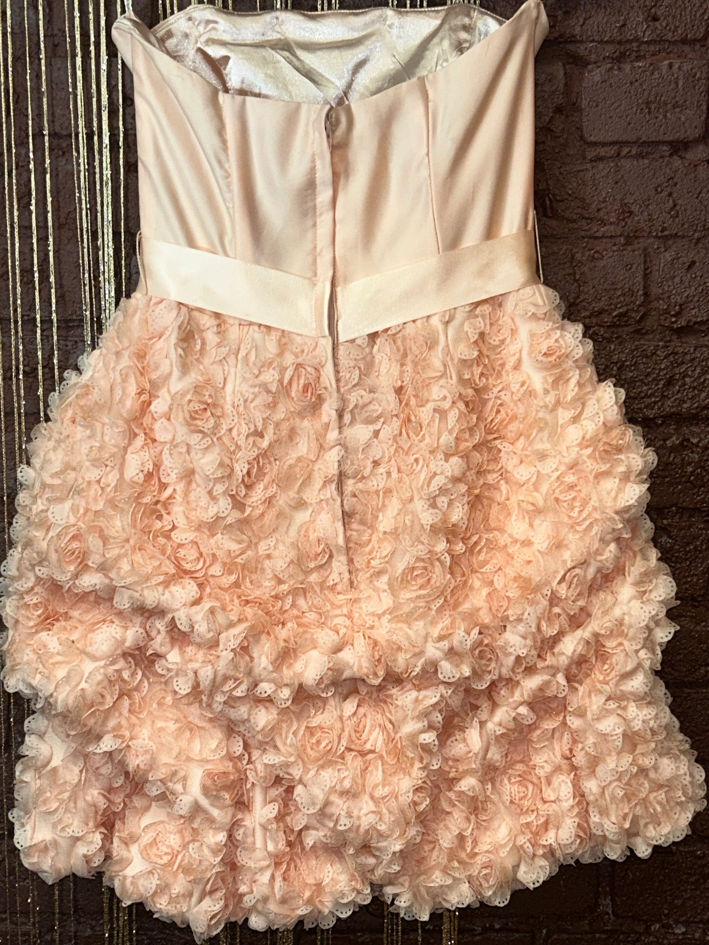 Jessica McClintock Peach Strapless Mini Size 3