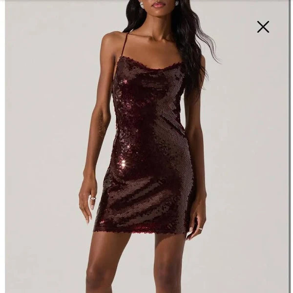 Astr Dark Red "Fishscale" Mini Dress Size M