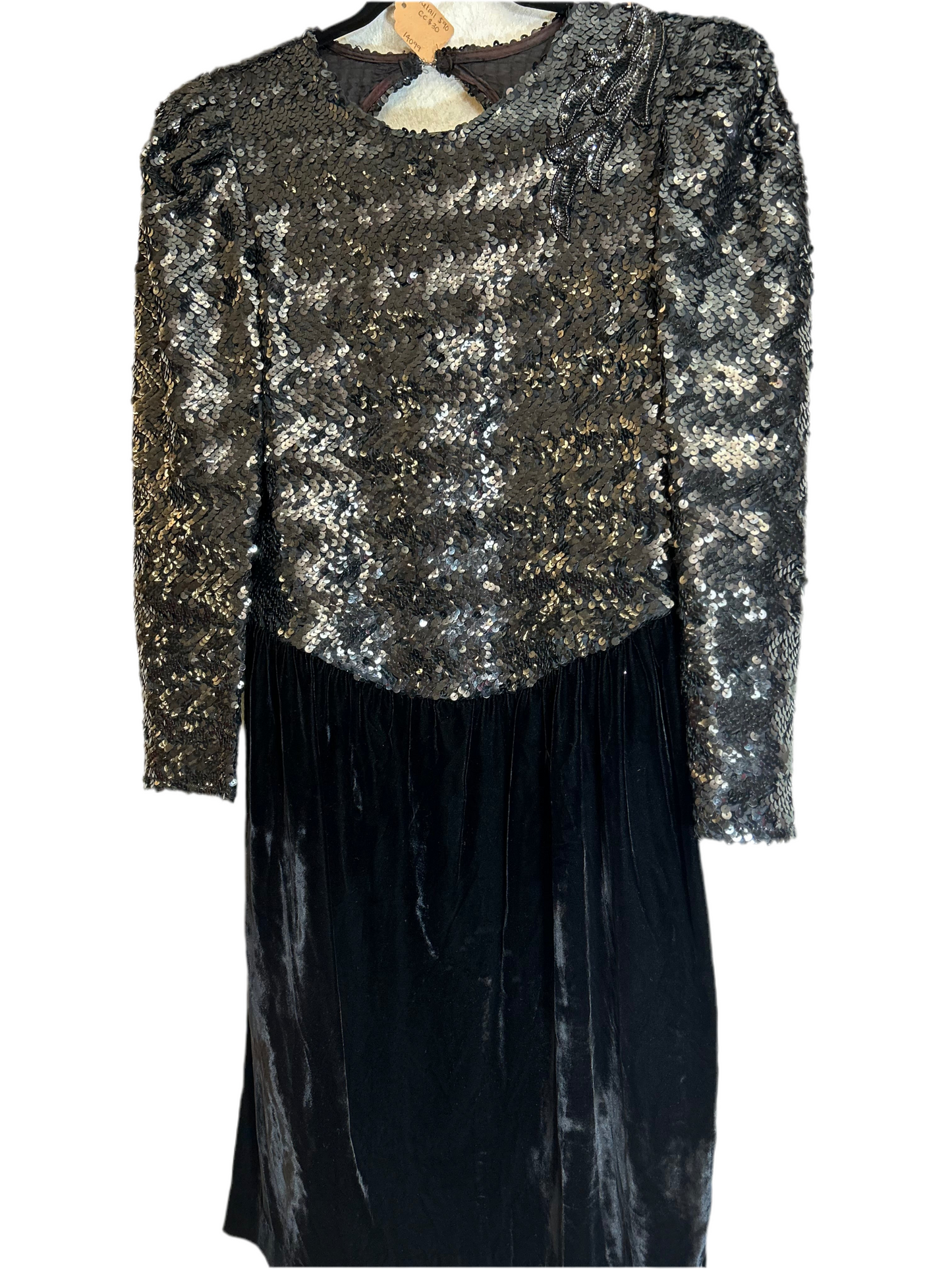 Cachet Petite Black Sequin Party Dress Size 7/8