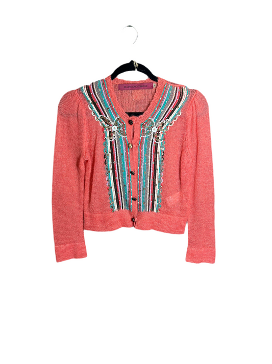 McGinn Knightsbridge Pink Wool Blend Butterfly Beaded Cardigan Size 36 (S)