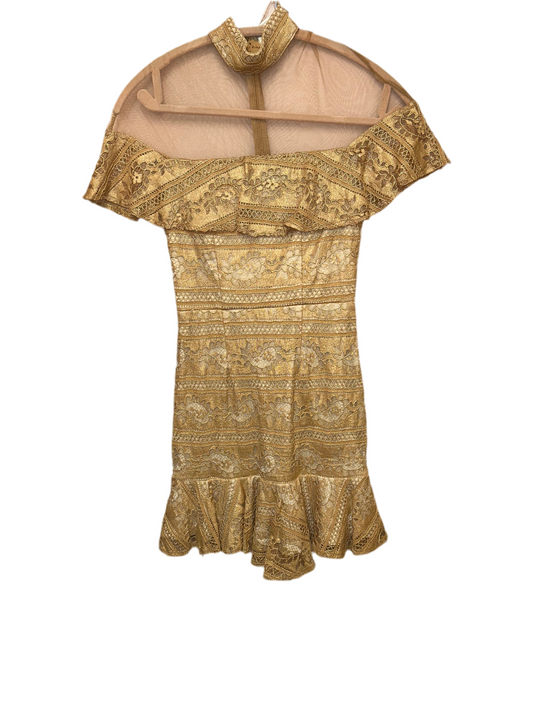 Angel Biba Lace High Neck Mini Dress XS