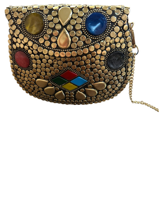 Ramla Metal Chain Bag Multi Stone