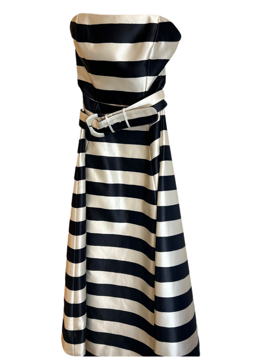Nicholas Striped Strapless Evening Gown Size