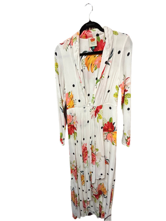 Farm Rio White Floral Polka Dot Deep V Neck Maxi Dress Size S