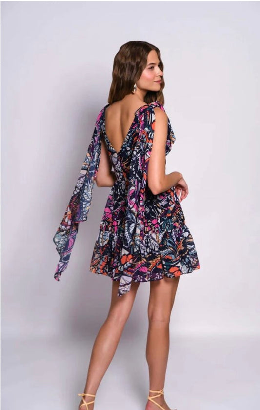 Hutch Butterfly Print Mini Dress with "Wings" Size S