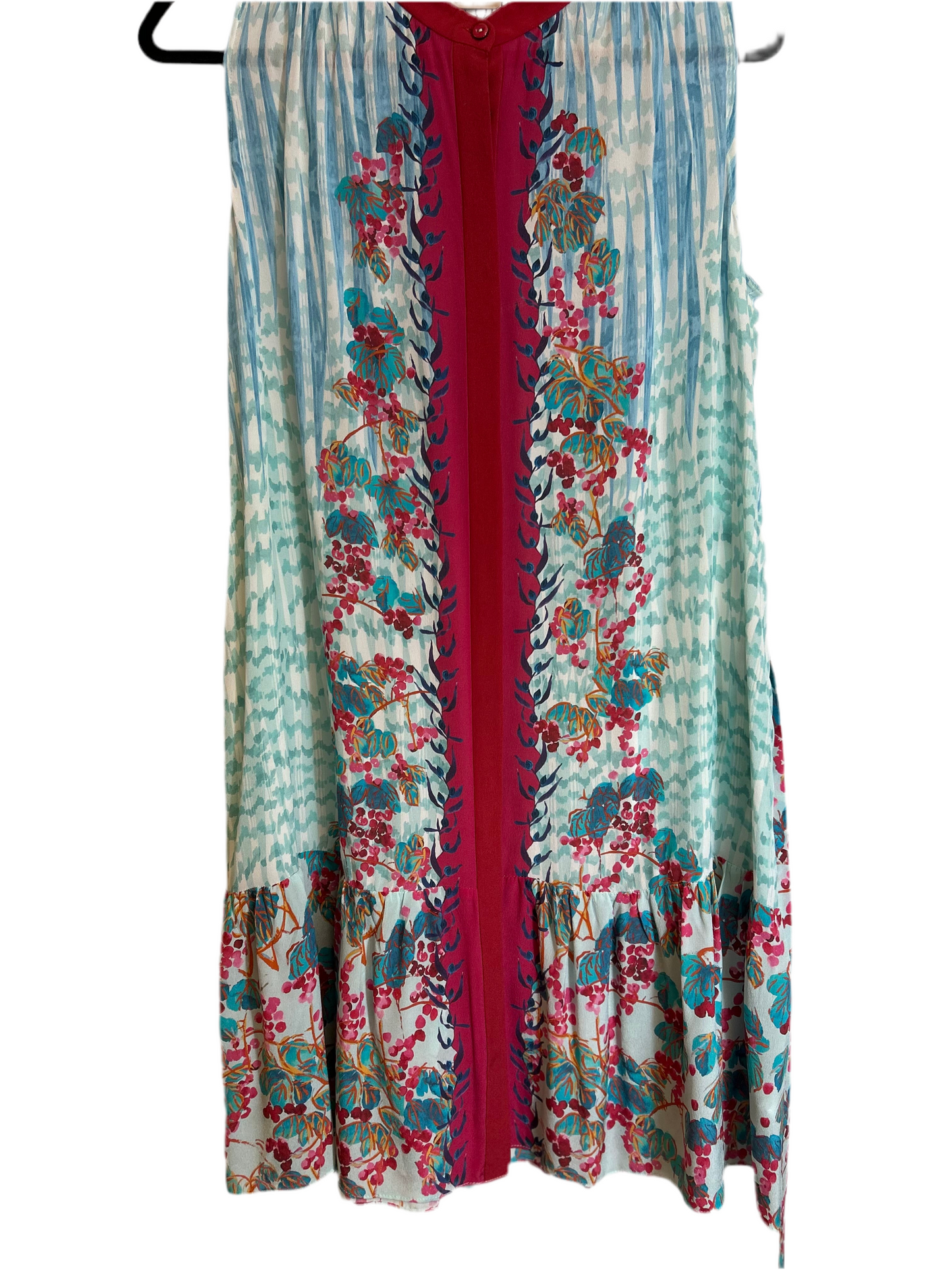 Saloni Sleeveless Silk Floral Dress Pink/Turquoise Size 10