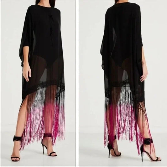 Agent Provocateur Sheer Fringe Poncho O/S