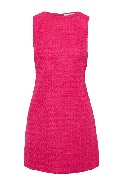 Alice + Olivia Pink Boucle Tweed Shift Dress Size 2